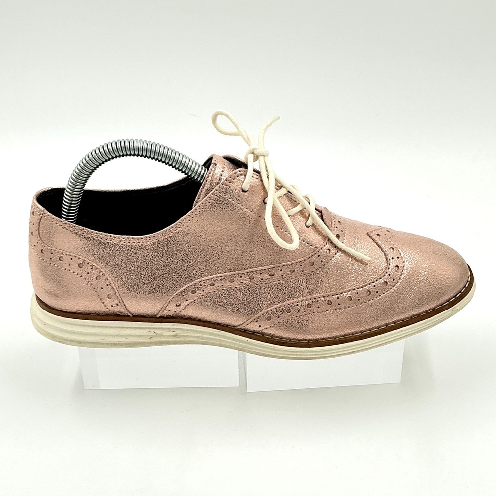 Cole Haan Size 8 Oxford Rose Gold Metallic Wingtip OriginalGrand Women MSRP $150